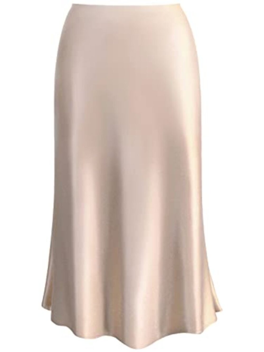 Women's Leopard Print Midi Skirt Elastic High Waist A-Line Silk Satin